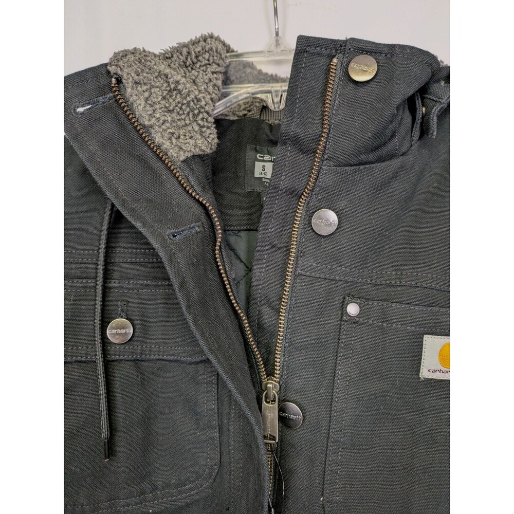 Carhartt Womens Loose Fit Weathered Washed Duck Coat Black Size Small NEW - Picture 6 of 14
